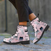 Pink Cute Cat Print Men's Boots-grizzshop