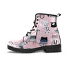 Pink Cute Cat Print Men's Boots-grizzshop