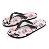 Pink Cute Cat Print Men's Flip Flops-grizzshop