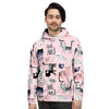 Pink Cute Cat Print Men's Hoodie-grizzshop