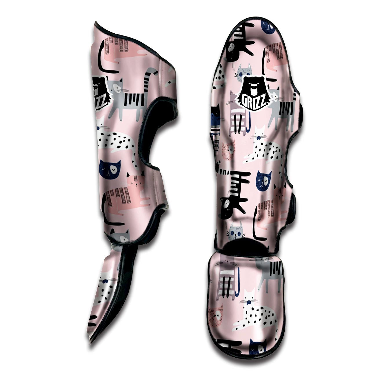 Pink Cute Cat Print Muay Thai Shin Guard-grizzshop