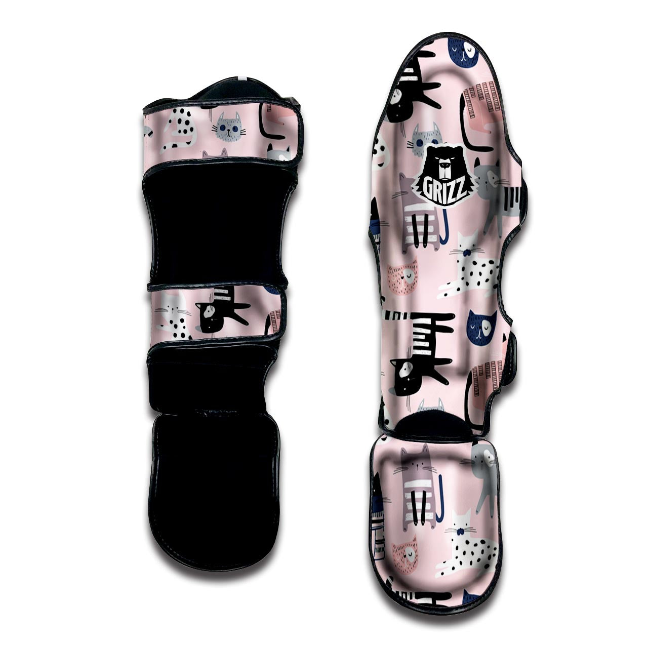 Pink Cute Cat Print Muay Thai Shin Guard-grizzshop