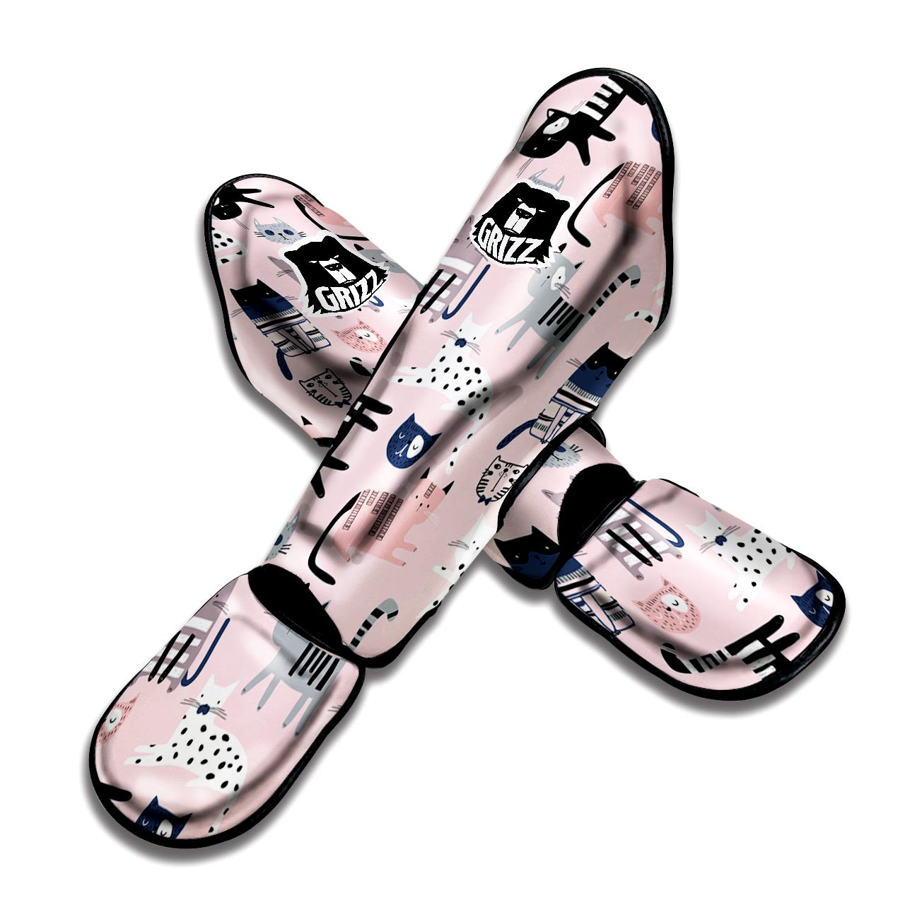 Pink Cute Cat Print Muay Thai Shin Guard-grizzshop