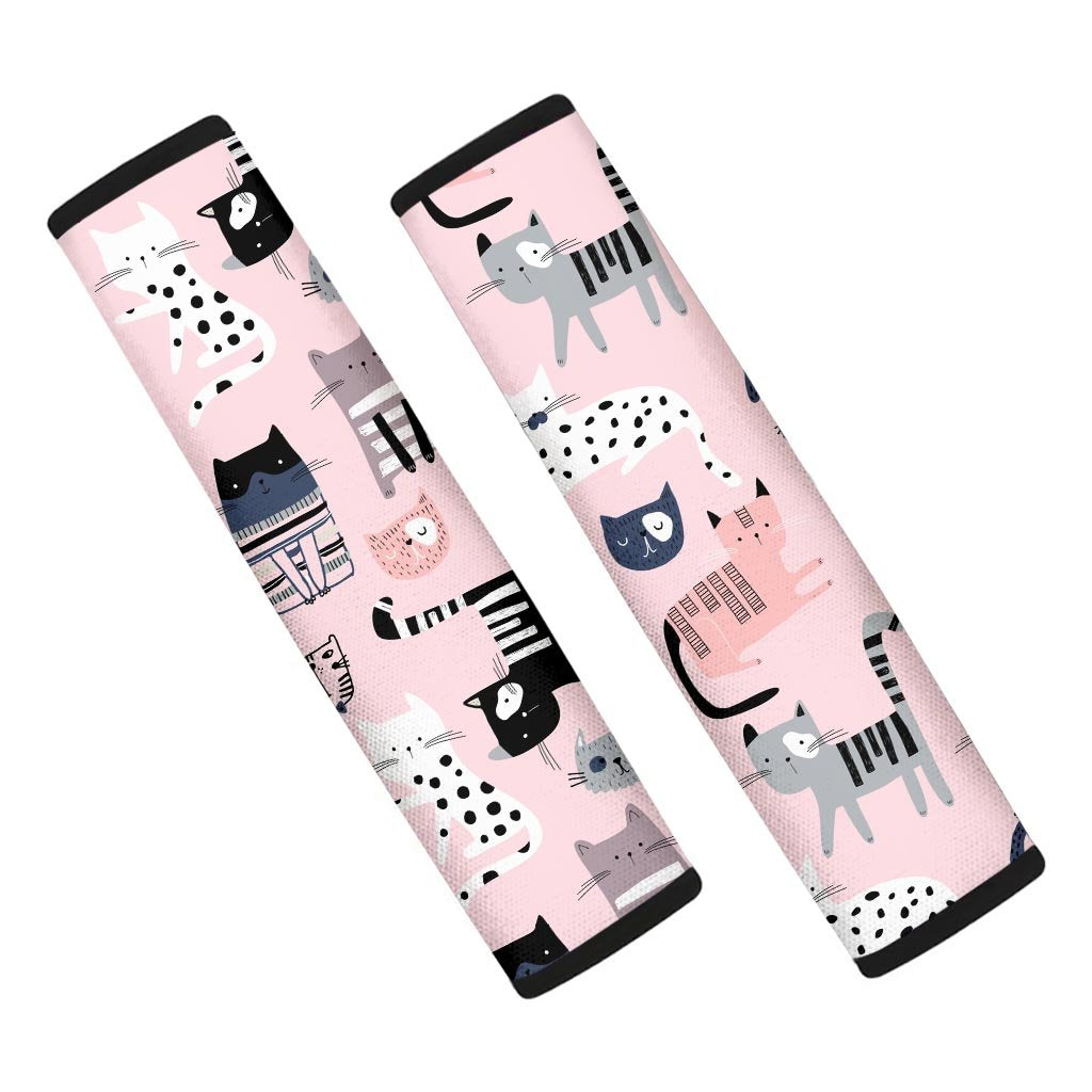 Pink Cute Cat Print Seat Belt Cover-grizzshop