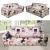 Pink Cute Cat Print Sofa Cover-grizzshop