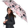 Pink Cute Cat Print Umbrella-grizzshop