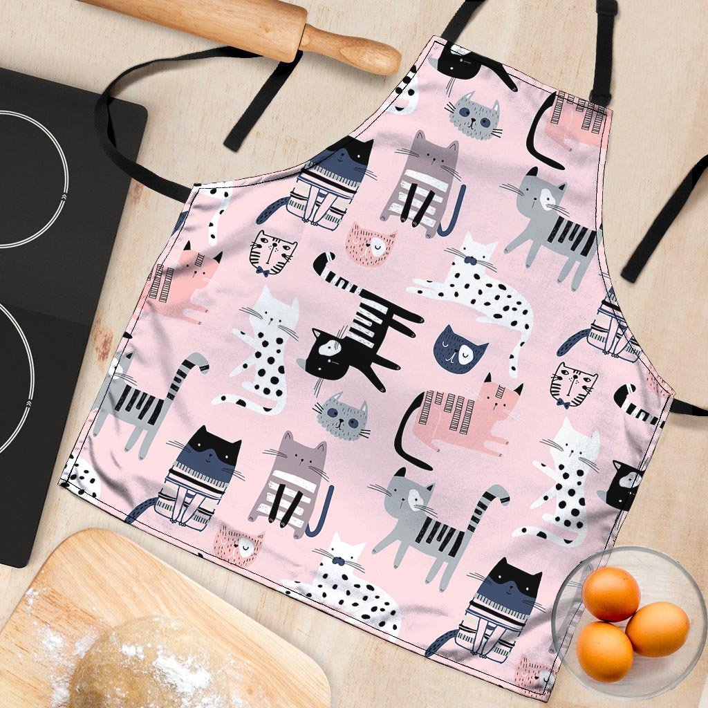 Pink Cute Cat Print Women's Apron-grizzshop