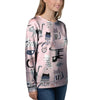 Pink Cute Cat Print Women's Sweatshirt-grizzshop