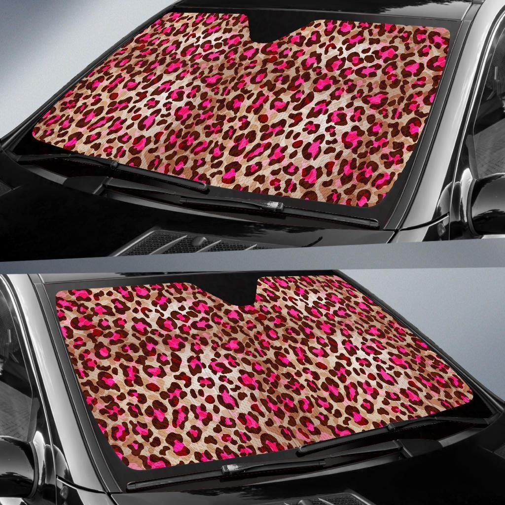 Pink Dot Cheetah Leopard Pattern Print Car Sun Shade-grizzshop