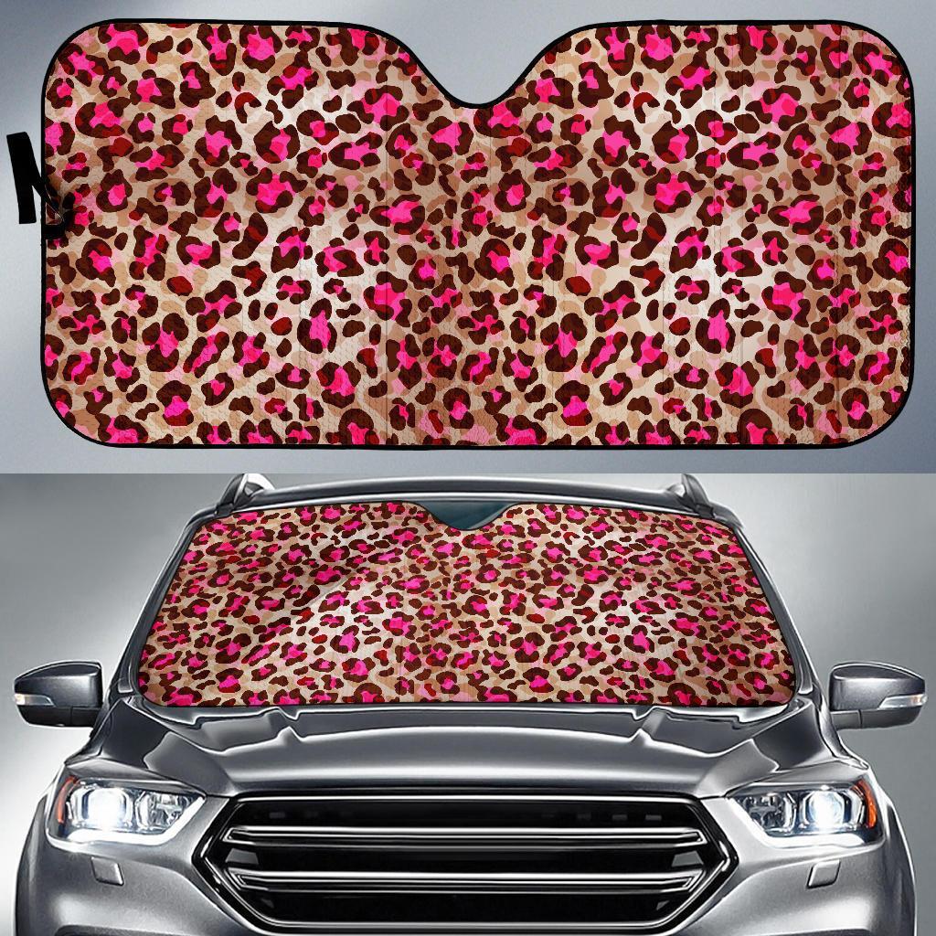 Pink Dot Cheetah Leopard Pattern Print Car Sun Shade-grizzshop