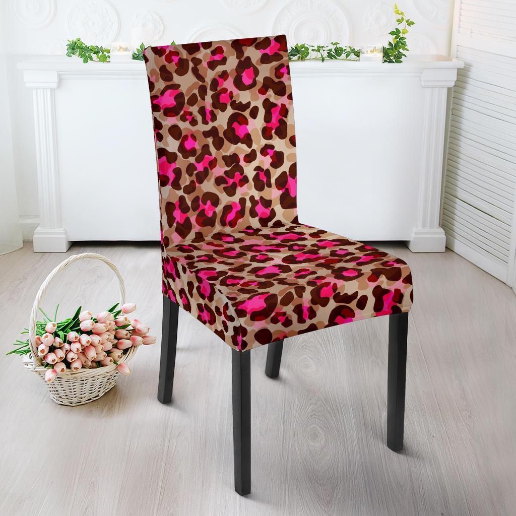 Pink Dot Cheetah Leopard Pattern Print Chair Cover-grizzshop