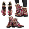 Pink Dot Cheetah Leopard Pattern Print Comfy Winter Boots-grizzshop