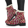 Pink Dot Cheetah Leopard Pattern Print Comfy Winter Boots-grizzshop