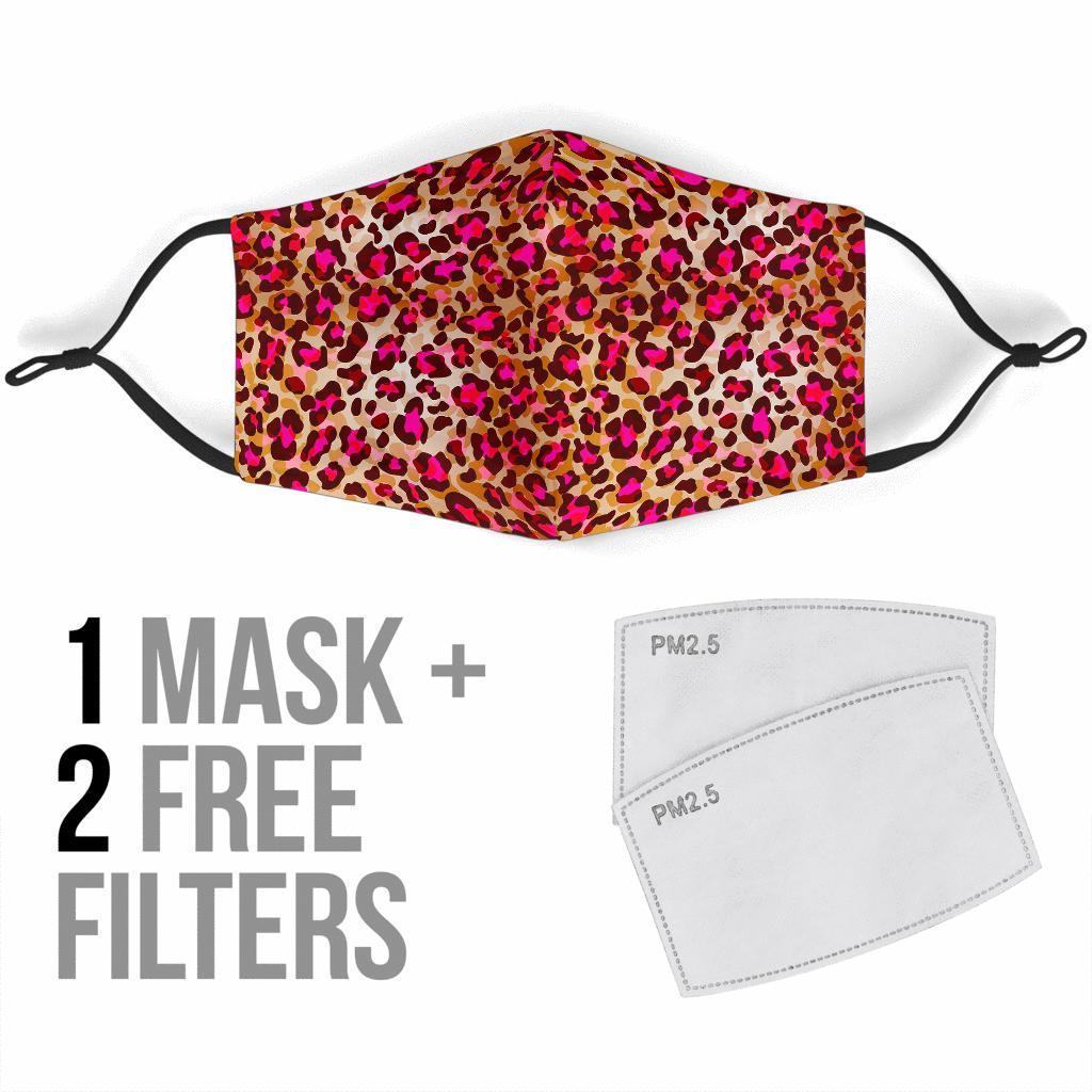 Pink Dot Cheetah Leopard Pattern Print Face Mask-grizzshop