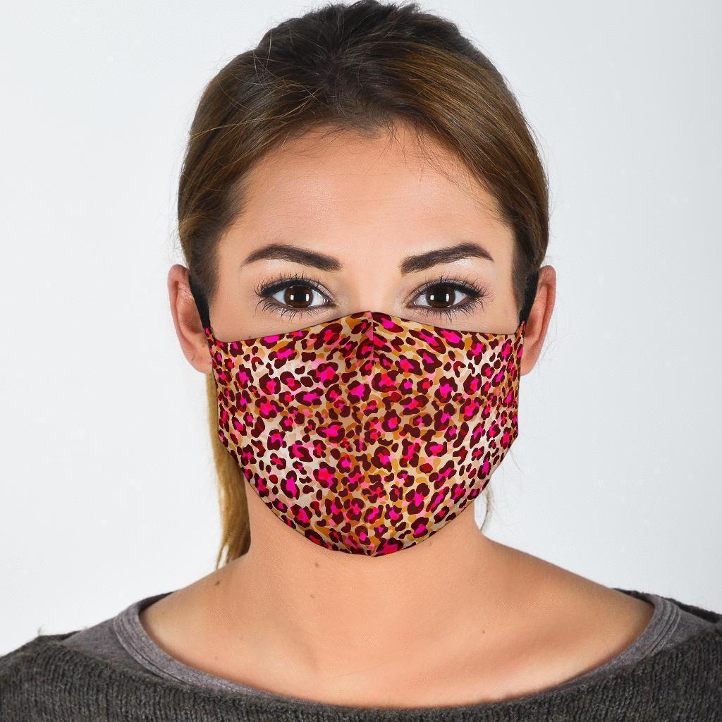 Pink Dot Cheetah Leopard Pattern Print Face Mask-grizzshop