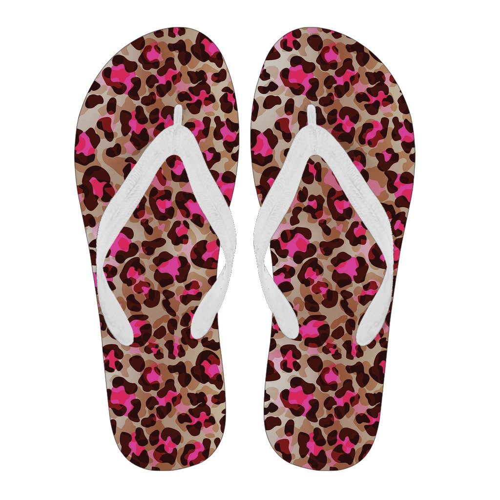 Pink Dot Cheetah Leopard Pattern Print Men & Women Flip Flops-grizzshop