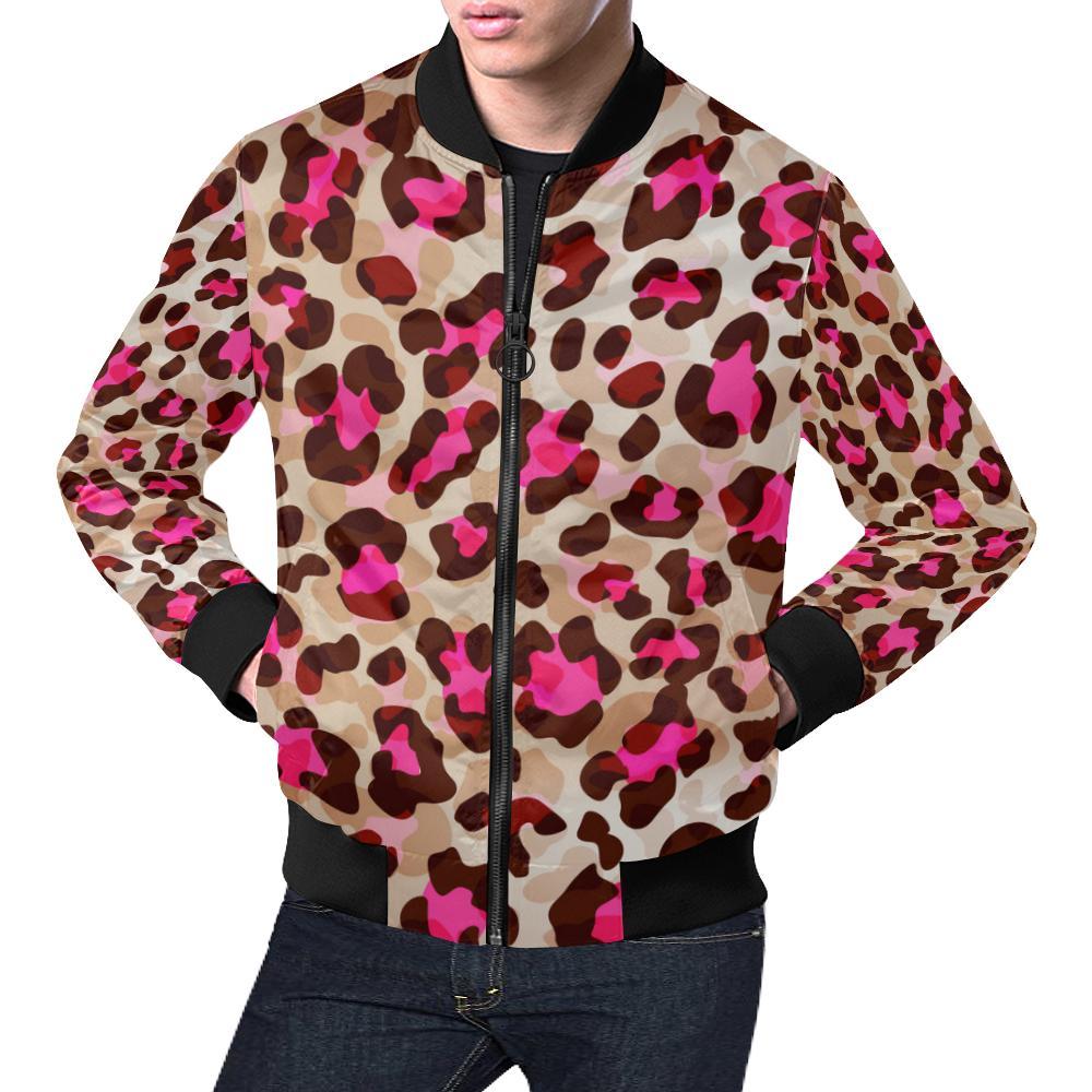 Pink Dot Cheetah Leopard Pattern Print Men's Bomber Jacket-grizzshop