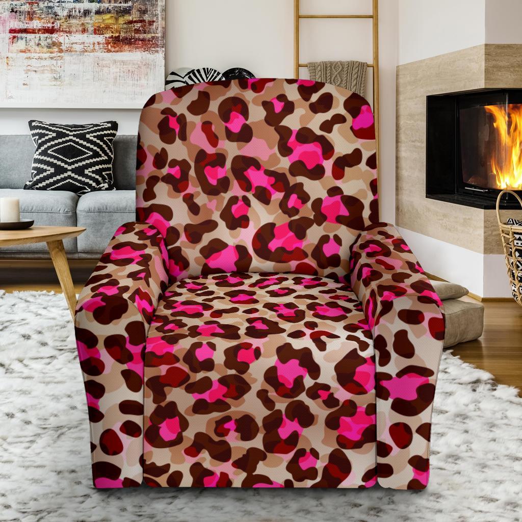 Pink Dot Cheetah Leopard Pattern Print Recliner Cover-grizzshop