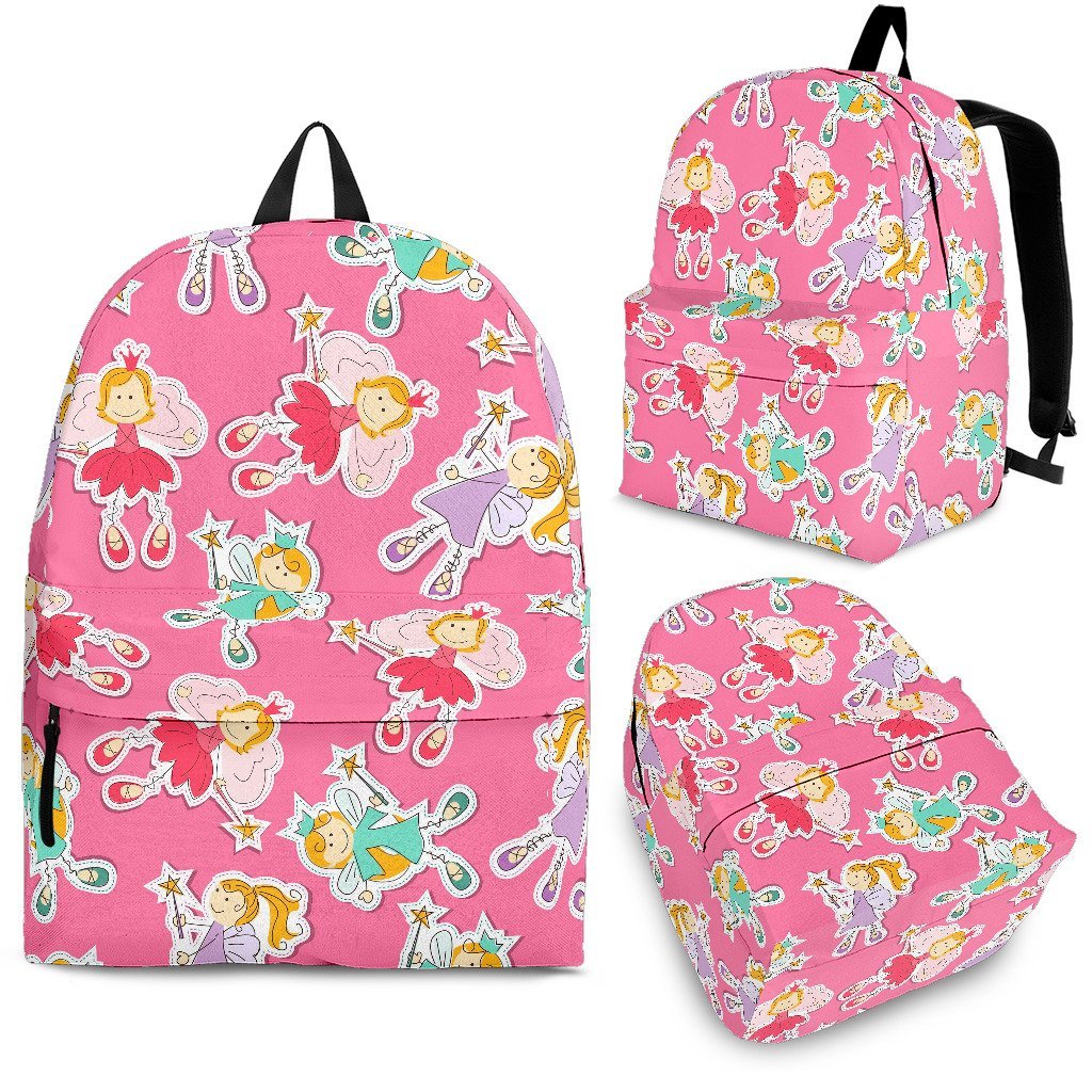 Pink Fairy Pattern Print Backpack-grizzshop