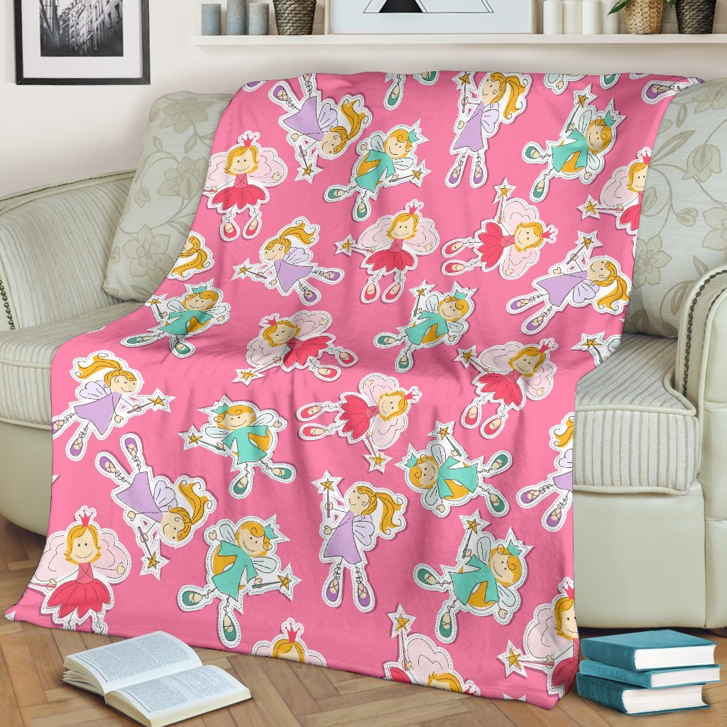 Pink Fairy Pattern Print Blanket-grizzshop