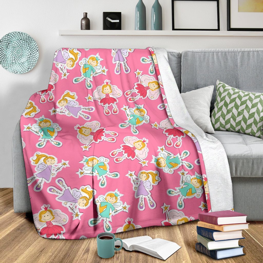 Pink Fairy Pattern Print Blanket-grizzshop