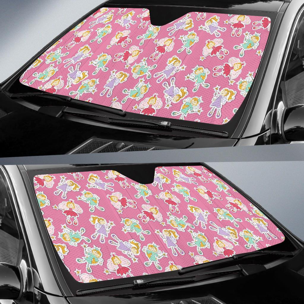 Pink Fairy Pattern Print Car Sun Shade-grizzshop
