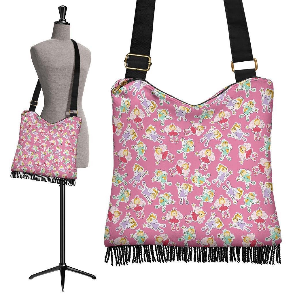 Pink Fairy Pattern Print Crossbody Bags-grizzshop