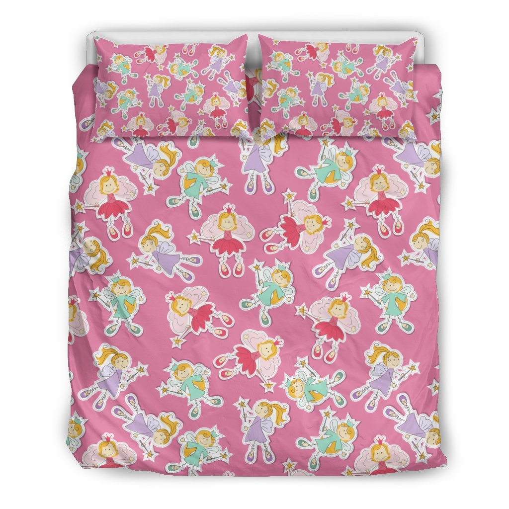 Pink Fairy Pattern Print Duvet Cover Bedding Set-grizzshop