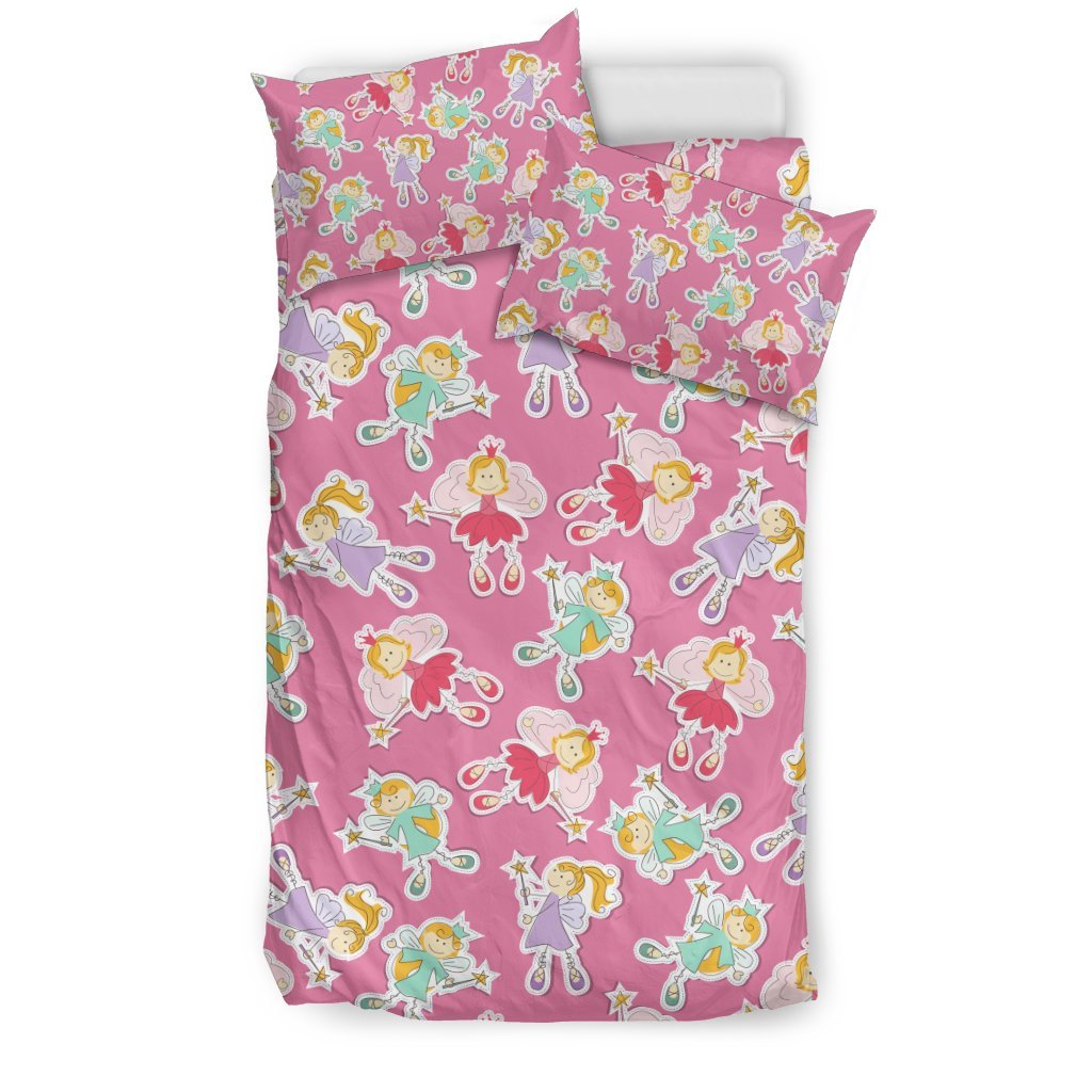 Pink Fairy Pattern Print Duvet Cover Bedding Set-grizzshop