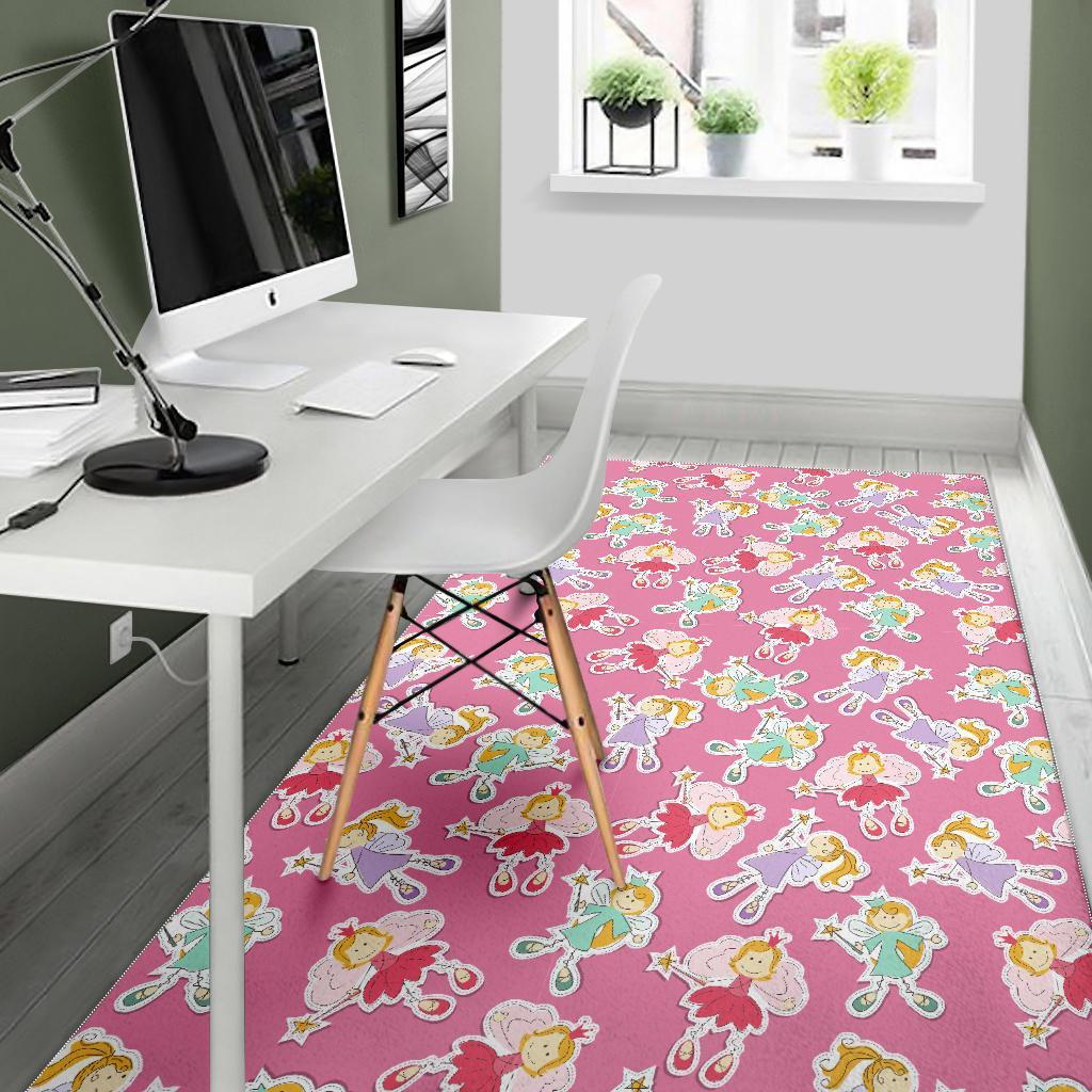 Pink Fairy Pattern Print Floor Mat-grizzshop