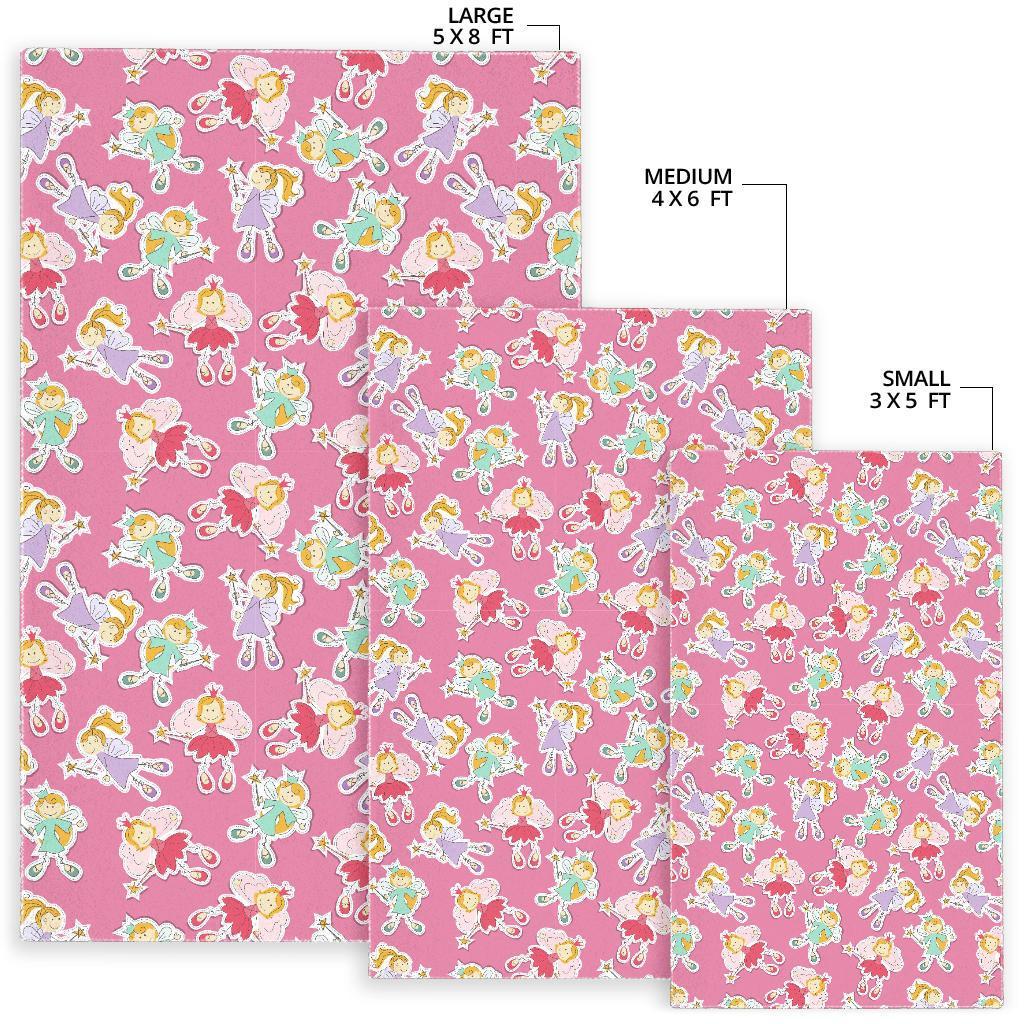 Pink Fairy Pattern Print Floor Mat-grizzshop