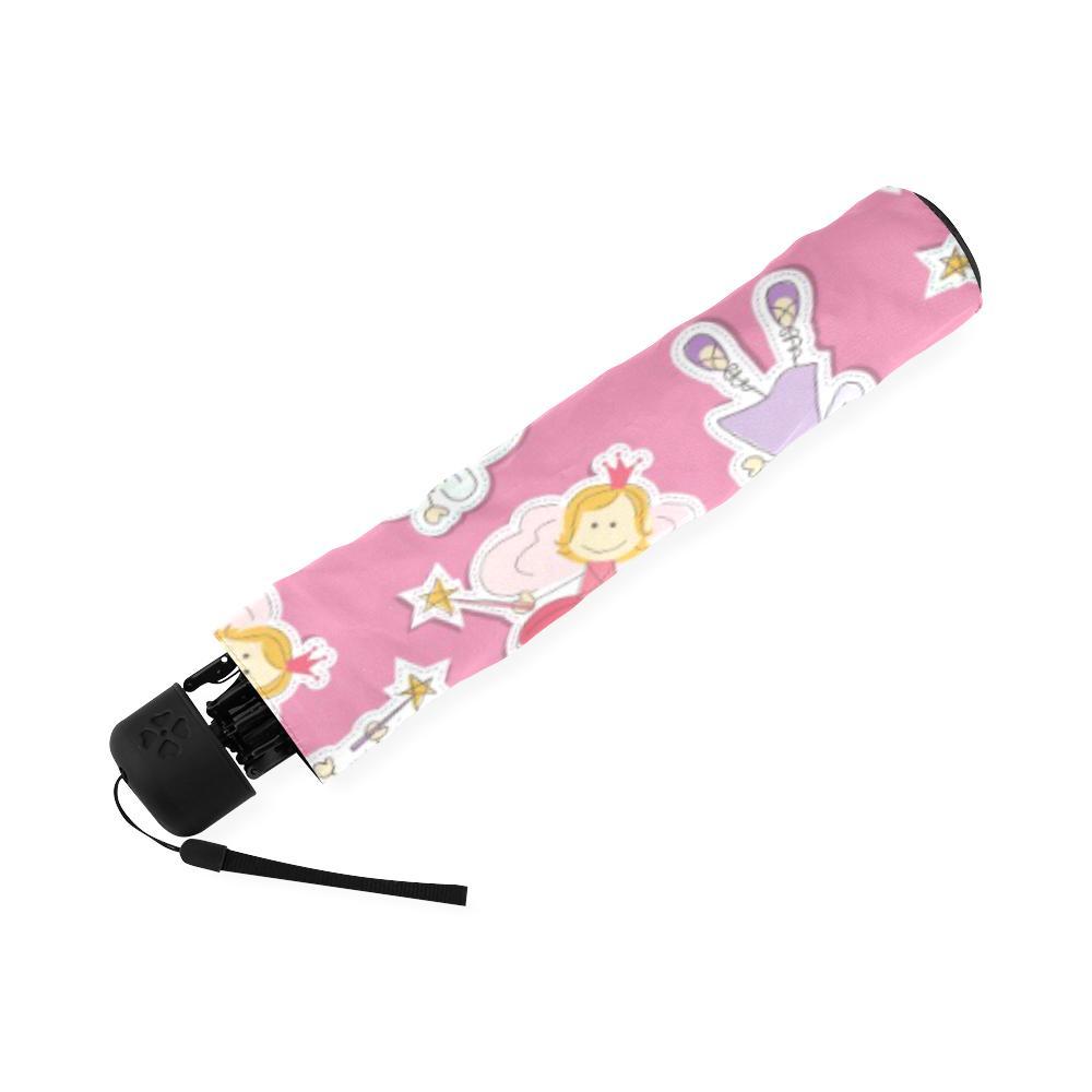 Pink Fairy Pattern Print Foldable Umbrella-grizzshop