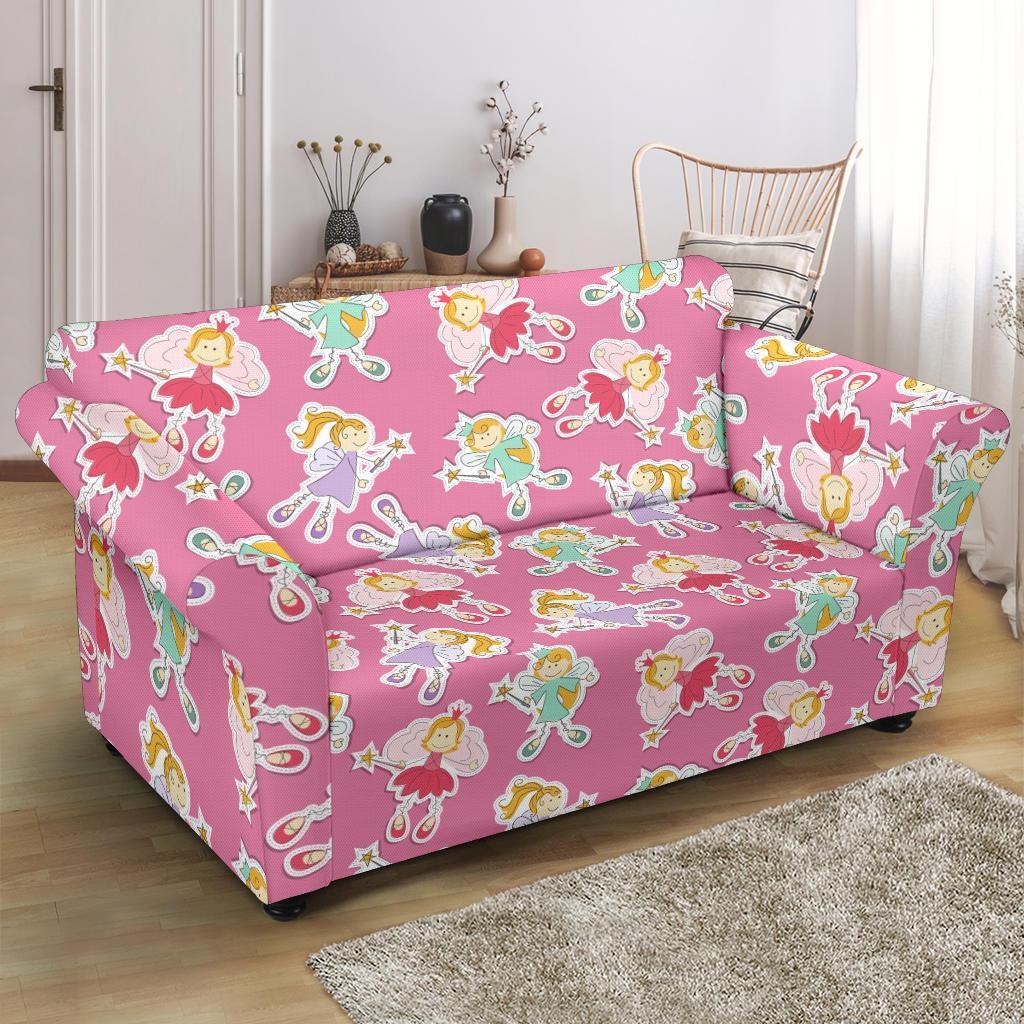 Pink Fairy Pattern Print Loveseat Cover-grizzshop