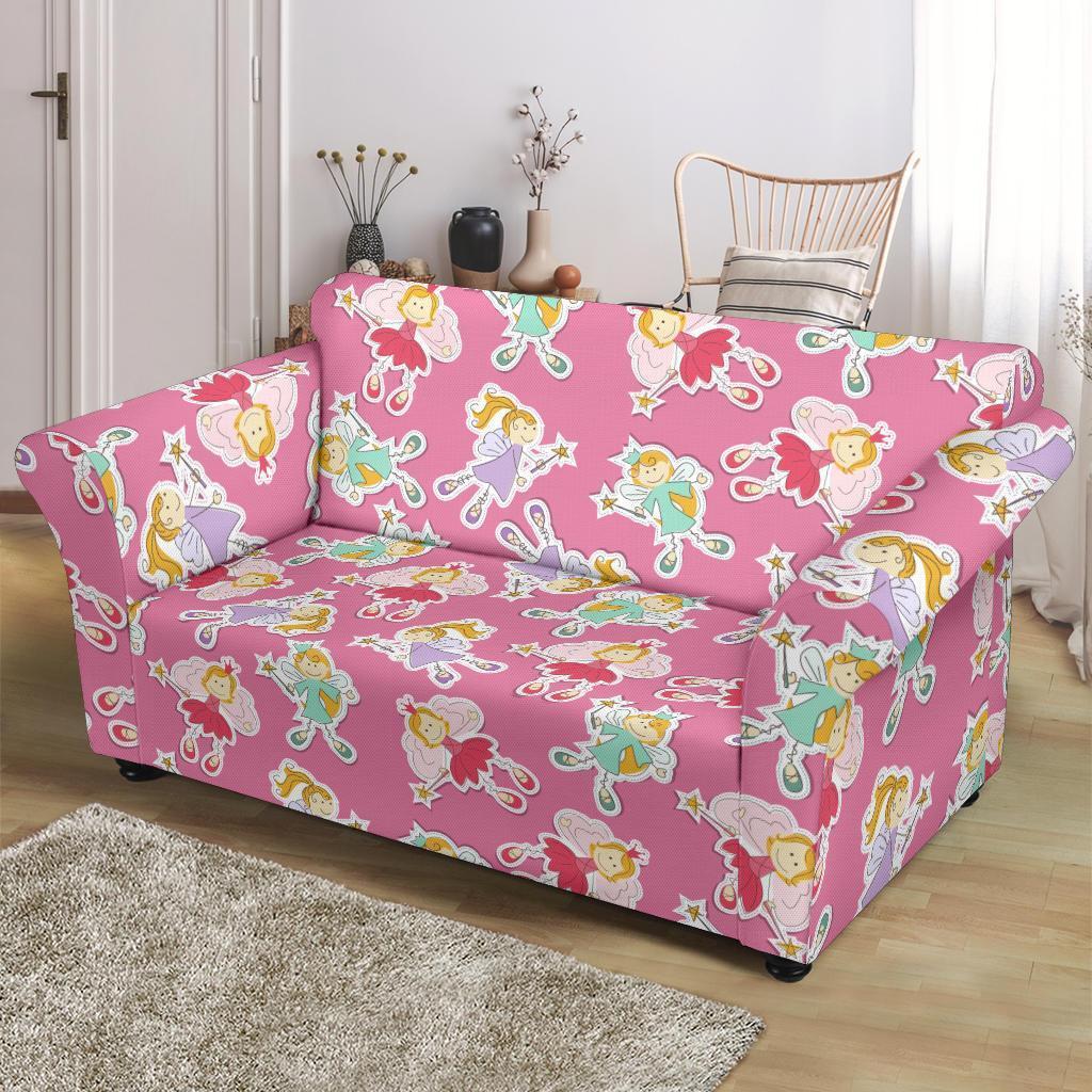 Pink Fairy Pattern Print Loveseat Cover-grizzshop