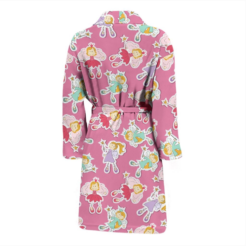 Pink Fairy Pattern Print Men Long Robe-grizzshop