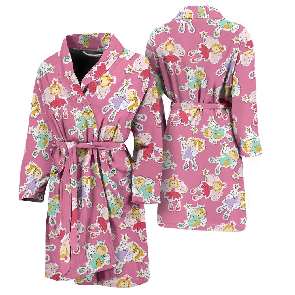 Pink Fairy Pattern Print Men Long Robe-grizzshop