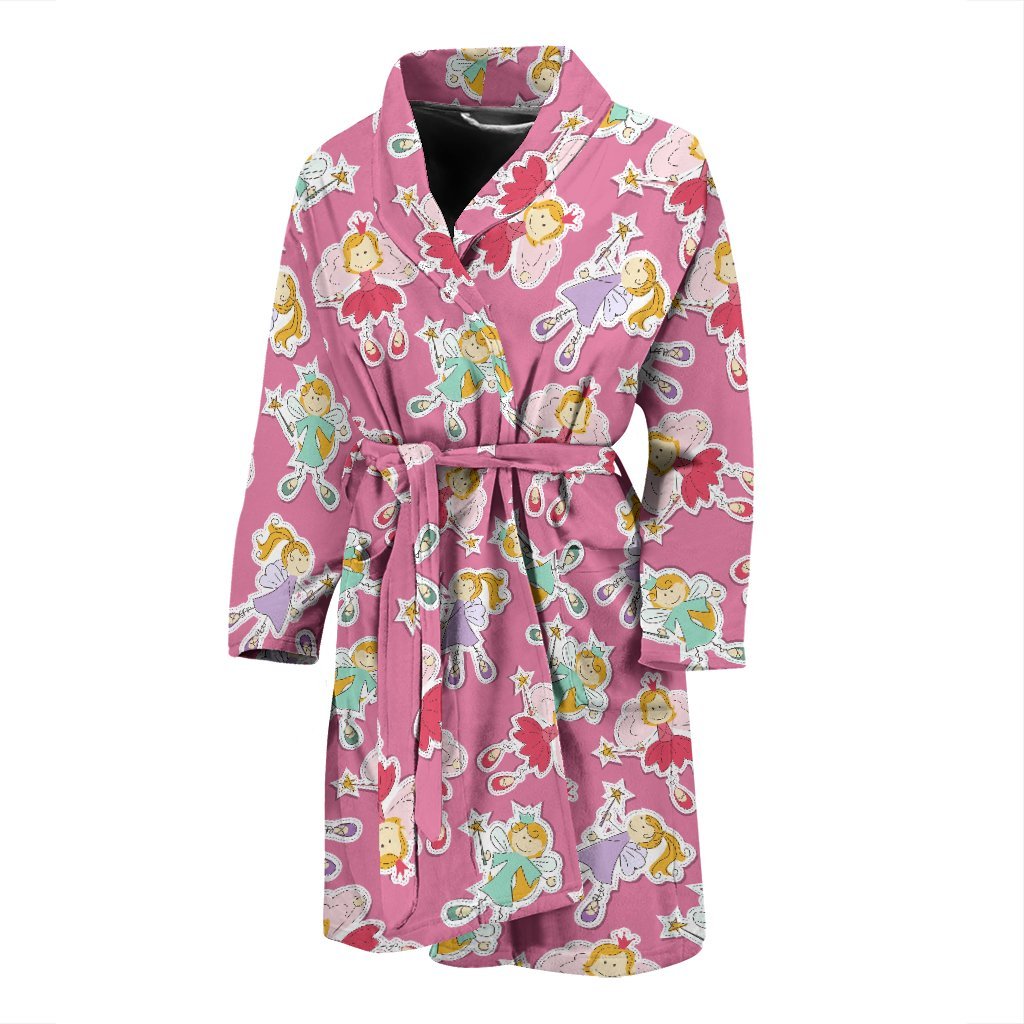 Pink Fairy Pattern Print Men Long Robe-grizzshop