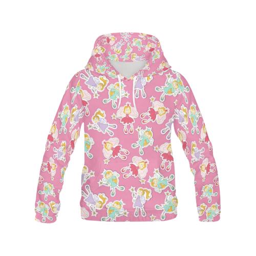 Pink Fairy Pattern Print Men Pullover Hoodie-grizzshop