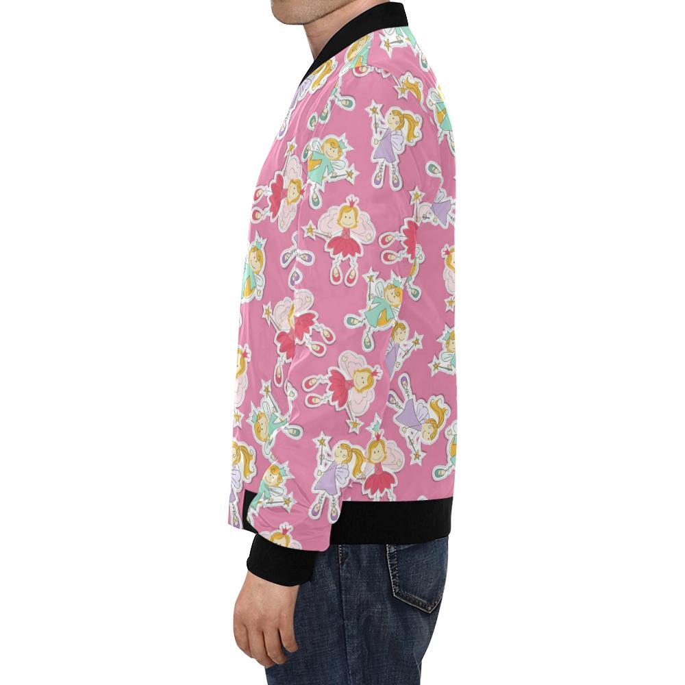 Pink Fairy Pattern Print Men's Bomber Jacket-grizzshop