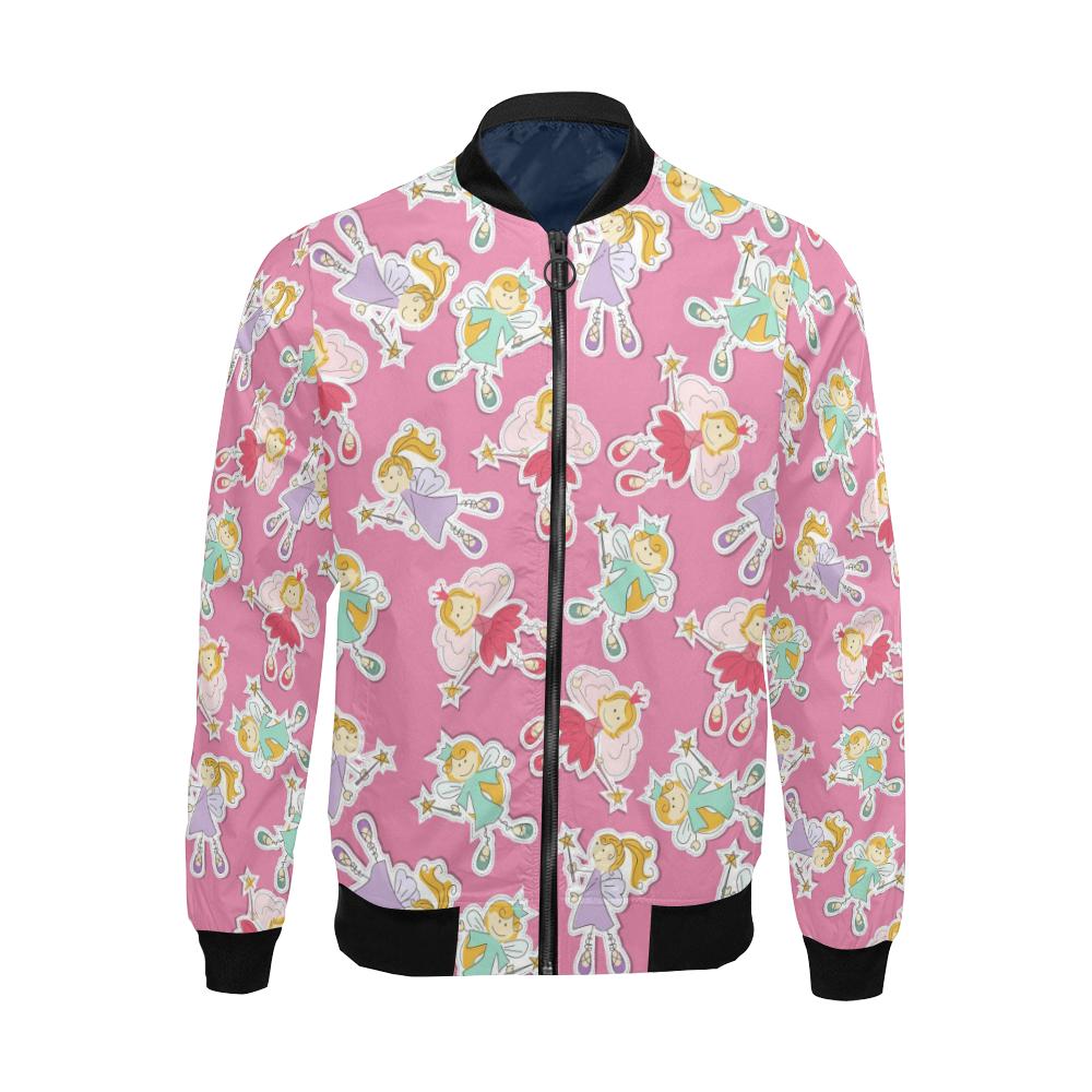 Pink Fairy Pattern Print Men's Bomber Jacket-grizzshop