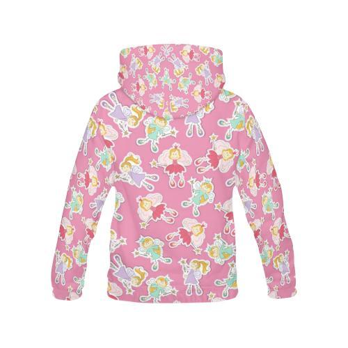 Pink Fairy Pattern Print Women Pullover Hoodie-grizzshop