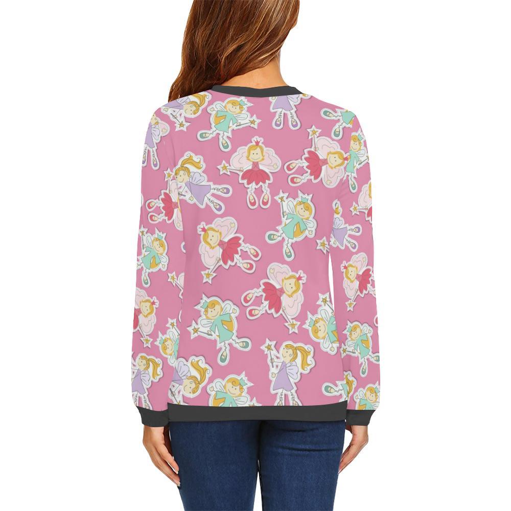 Pink Fairy Pattern Print Women's Sweatshirt-grizzshop