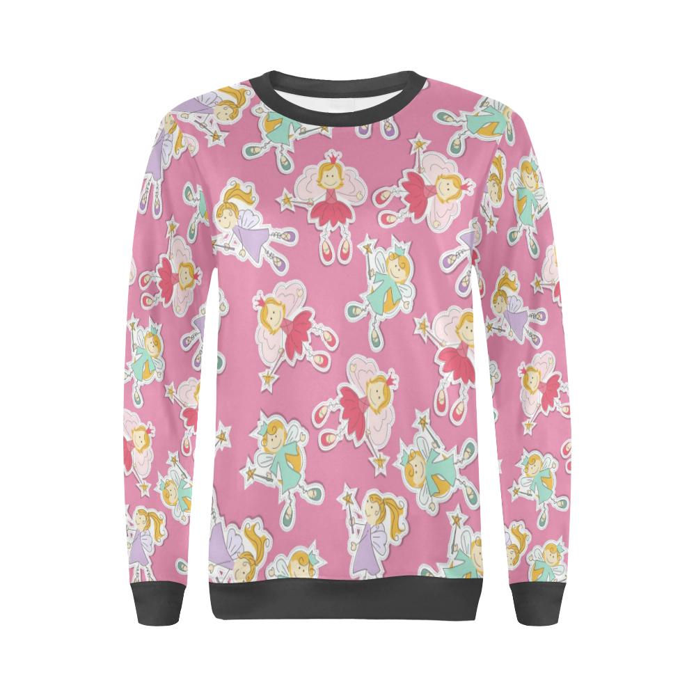 Pink Fairy Pattern Print Women's Sweatshirt-grizzshop