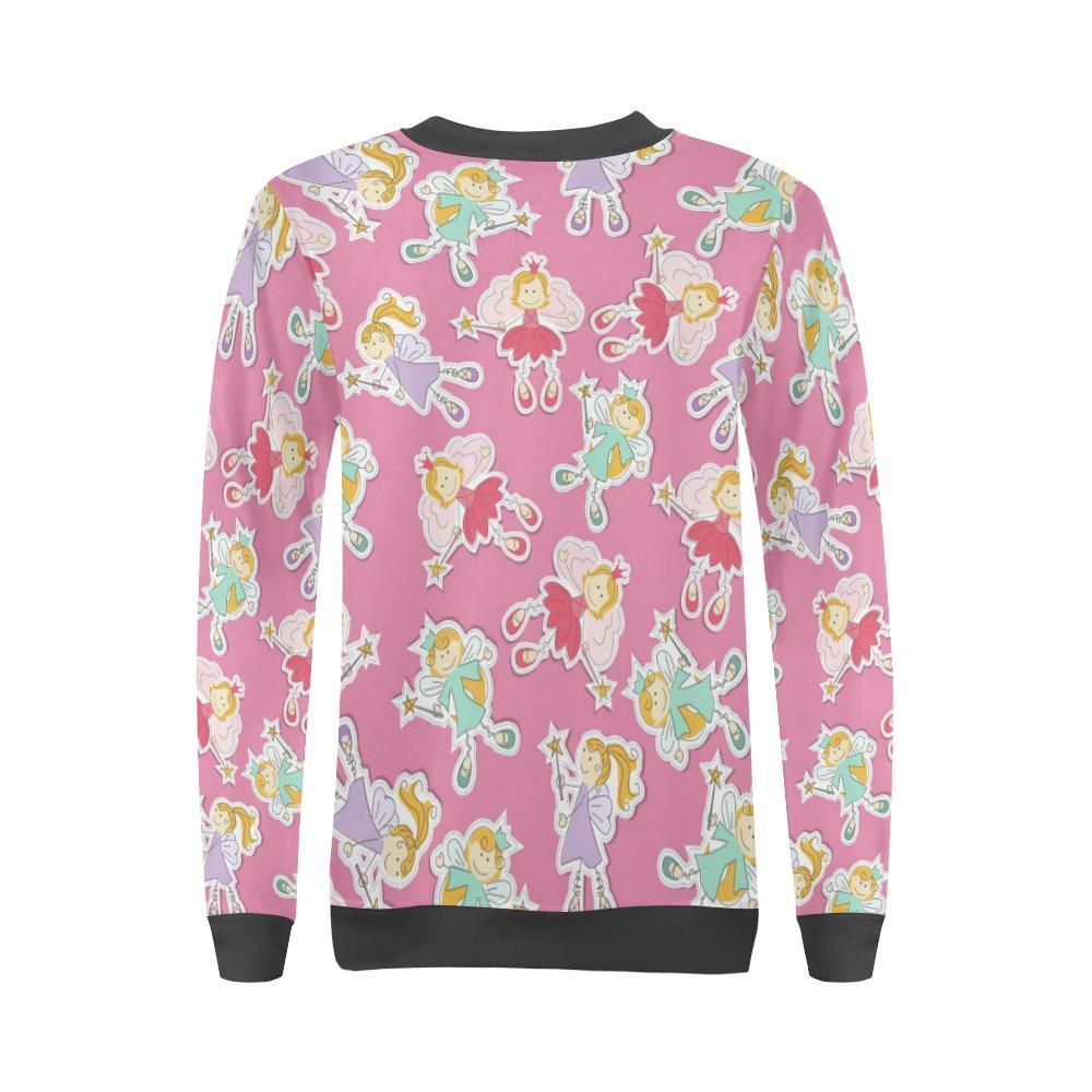 Pink Fairy Pattern Print Women's Sweatshirt-grizzshop