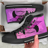 Pink Floral And Frida Kahlo Print Black High Top Shoes-grizzshop