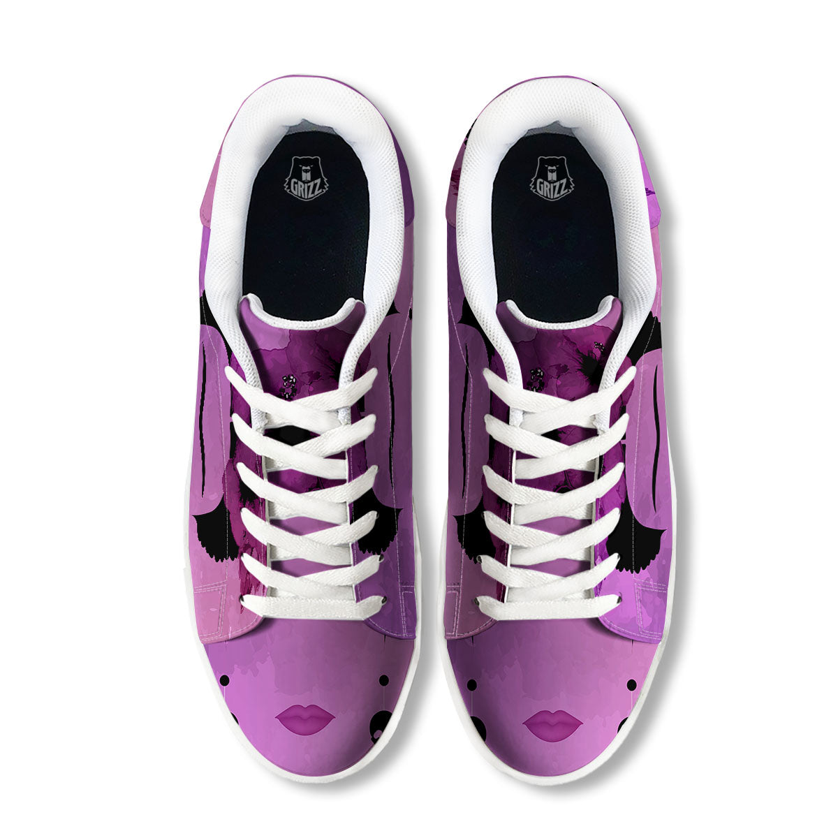 Pink Floral And Frida Kahlo Print White Low Top Sneakers-grizzshop