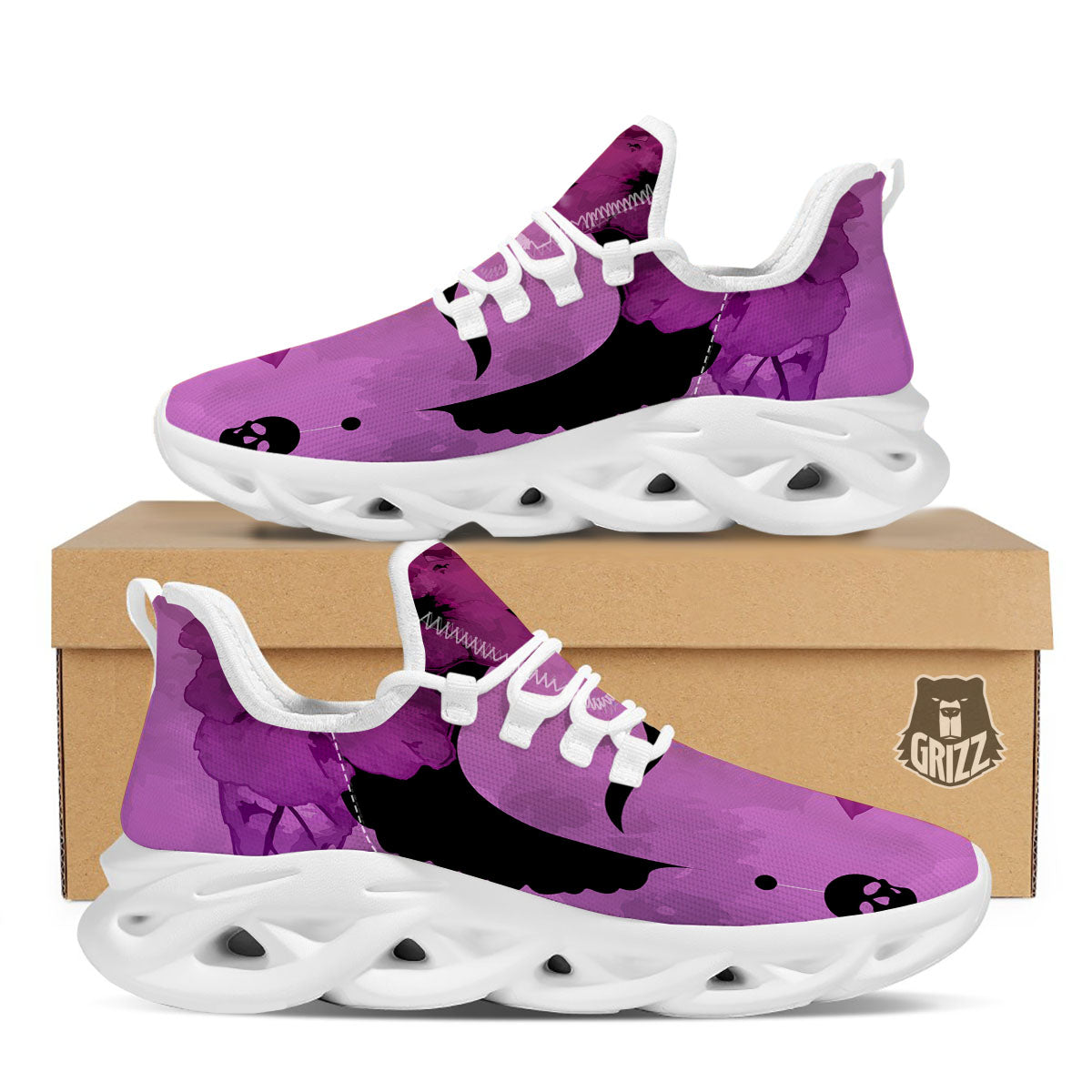 Pink Floral And Frida Kahlo Print White Running Shoes-grizzshop