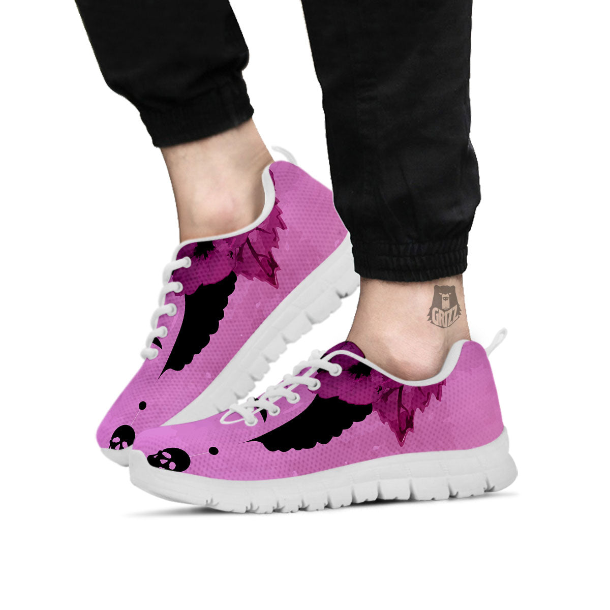 Pink Floral And Frida Kahlo Print White Sneaker-grizzshop