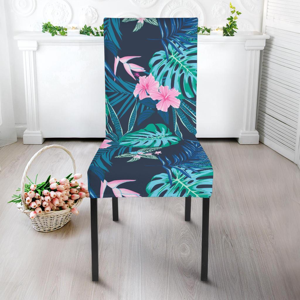 Pink Floral Tropical Palm Leaves Hawaiian Pattern Print Chair Cover-grizzshop