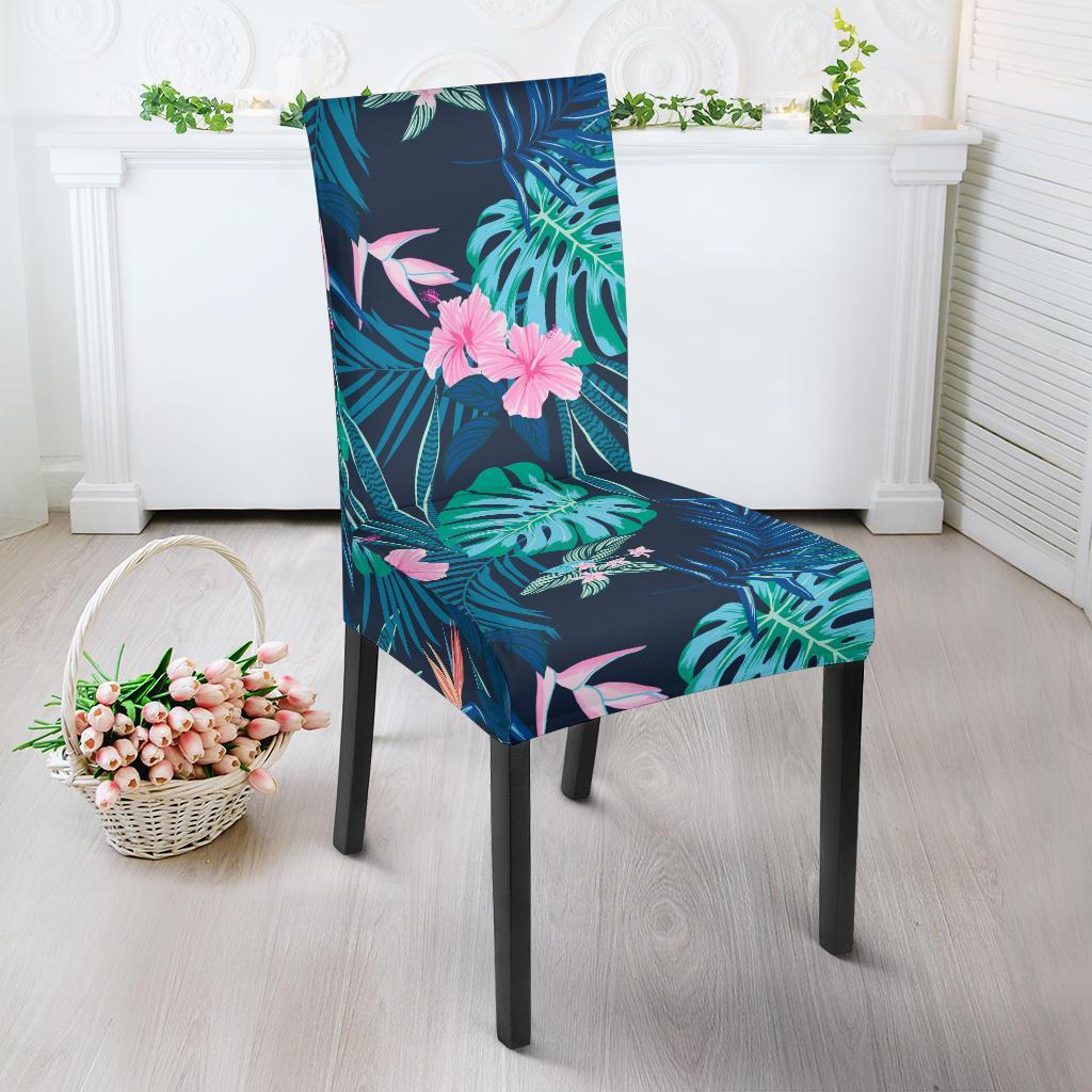 Pink Floral Tropical Palm Leaves Hawaiian Pattern Print Chair Cover-grizzshop